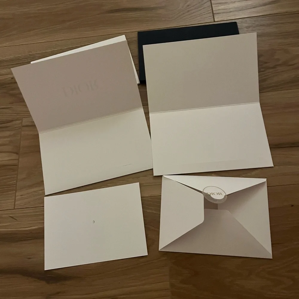 5 Classic Navy & White Gold Christian Dior Envelopes Set Gift Stationary Card